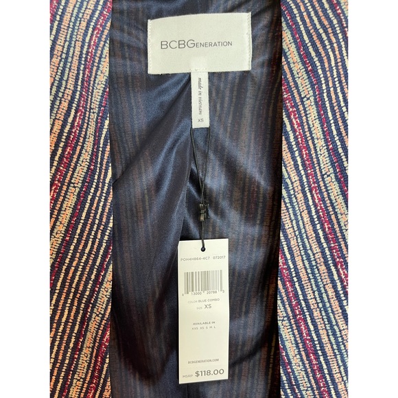 BCBGeneration Blazer Navy Blue Pink White XS NWT - Picture 2 of 4
